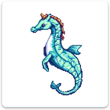 A mythical sea horse creature with whale tail and horse upper body, fantasy aquatic creature sticker
