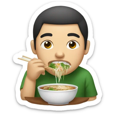 sick asian guy eating pho sticker