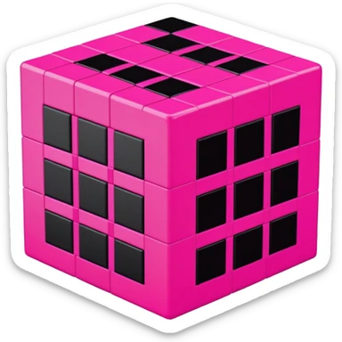 3D render of Missing Texture Cube, digital glitch art aesthetic, data corruption visual, checkerboard pattern of hot pink and black, pixelated distortion, emoji style, isolated on white background --v 6.0. sticker