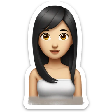 Asian girl with tube top and straight black hair sticker