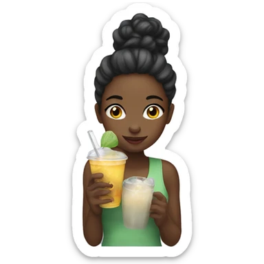 Black girl drinking boba  sticker