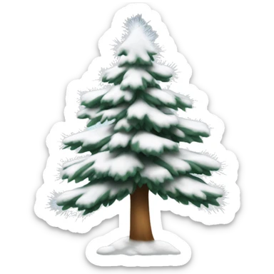 Snowy pine tree with silver tinsel sticker