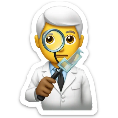 investigator with a magnifying glass sticker