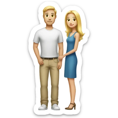 Tall blonde woman with shorter boyfriend  sticker