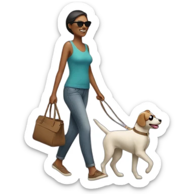 Mama walking a dog with sunglasses on  sticker