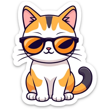 Calico Cat with sunglasses sticker
