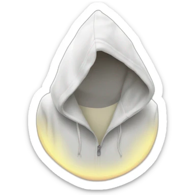 white hoodie, sun behind sticker