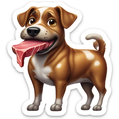Dog slobbing over T-bone steak  sticker