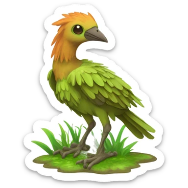 Colorful earthly muddy fresh Cool Cute Fantasy legendary swampy tree-jungle-bird plant-grass-type-Dendro-avian Fakemon full body sticker