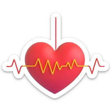 simple and modern heart with animated pulse lines, no text sticker