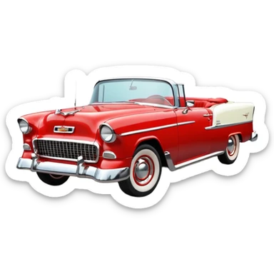 1955 Chevrolet Bel Air Convertible, Red-White color, 32x32 pixels, aspect ratio: 1:1 sticker