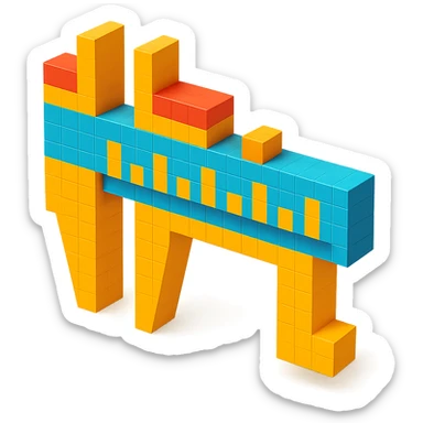 Convert this vernier caliper into a 3D voxel-style illustration emoji, emphasizing clear blocky shapes and a playful, dimensional look. No text, just the object in voxel style. sticker