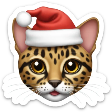 Leopard cat with santa hat sticker