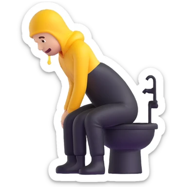 person peeing black liquid, 3D emoji style sticker