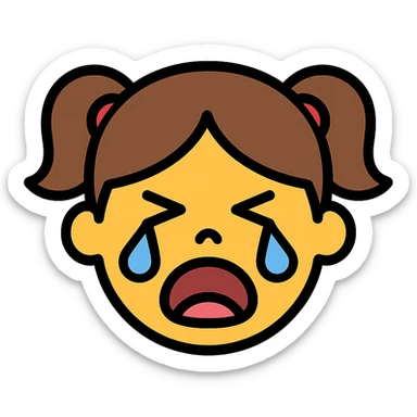 color outline icon of a crying girl sticker