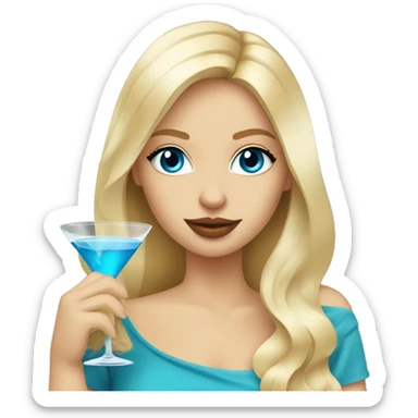 attractive blonde hair blue eyes girl drinking martini sticker