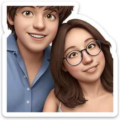 girl and boy smiling together sticker