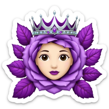 Purple rose with silver tiara and a purple emblem leaf wreath sticker