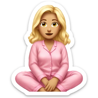 Blonde girl waking up in pink pj set sticker
