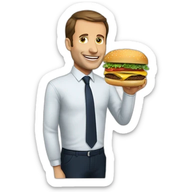 Macron qui mange un hamburger sticker