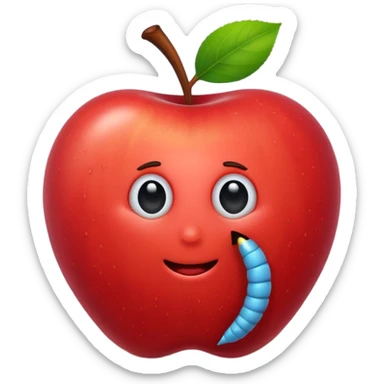 worm make a hole on a apple sticker