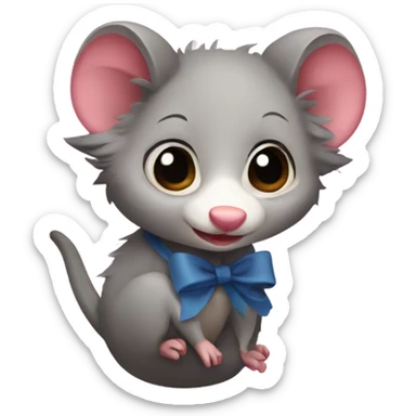 Possum with a bow sticker