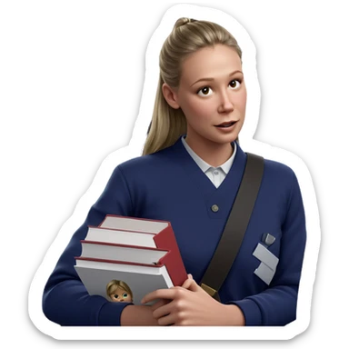 student holding a book sticker