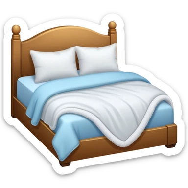 cozy bed with pillows and blanket sticker