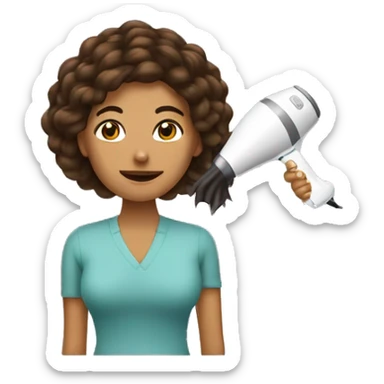 Mujer cabello castaño usando secador de cabello  sticker