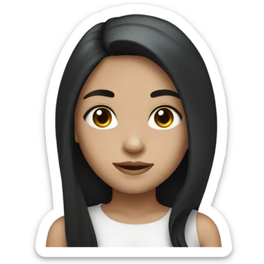 Girl with black long hair and white skin and brown eyes sticker