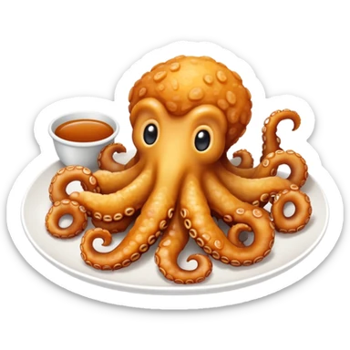 Plate of deep fried baby octopi  sticker