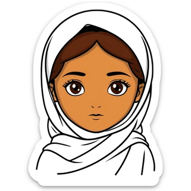 A afghan girl with a little bit dark skin or just brown skin and little bit the eyes of asians sticker