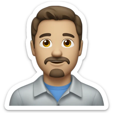 brunette man with a goatee wearing a blue collared shirt sticker