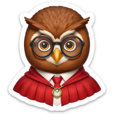 owl professor in red collar cloak sticker