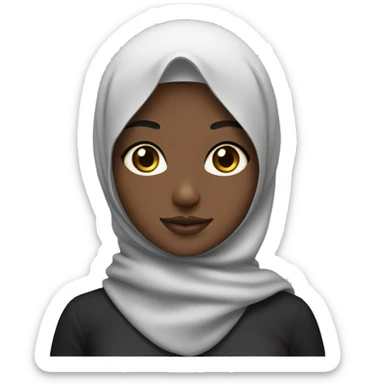 Black hijab girl with a brow hijab and her cat sticker