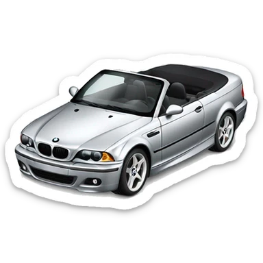 Silver BMW e46 convertible with black seats sticker