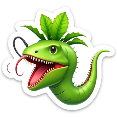 venus flytrap with cables in its mouth sticker