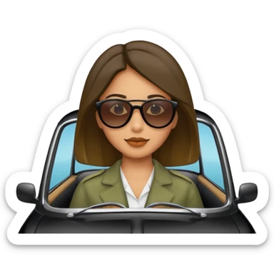 Emojis de carros y una mujer a dentro  sticker