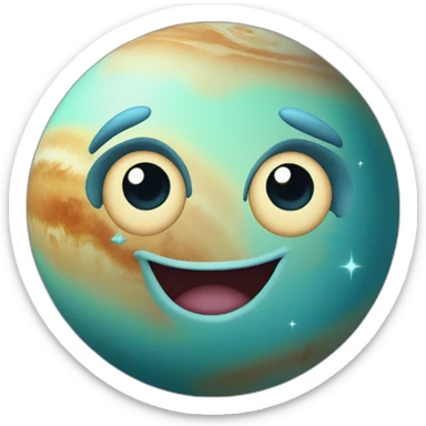 planet Venus with a cartoon face with rolling eyes sticker