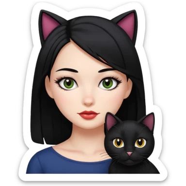 girl with black hair long makeup pretty 🐈‍⬛ sticker