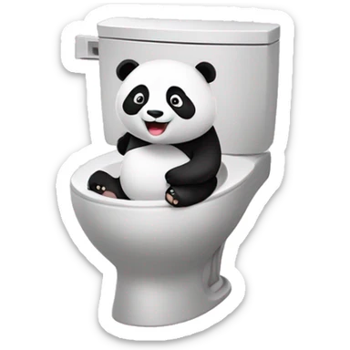 Un Panda sur des WC sourit sticker