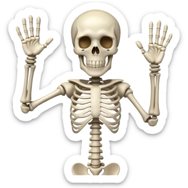 4-armed skeleton waving sticker