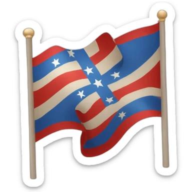 Flag with a blue diagonale cross with 15 white stars on a red field sticker