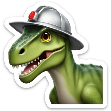 Dinosaur with fireman’s helmet sticker