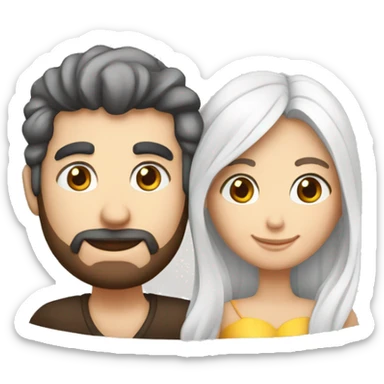 Casal com um coração branco no meio sticker