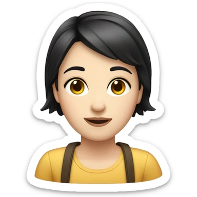 Girl tour guide with fair skin short black hair chubby face sticker