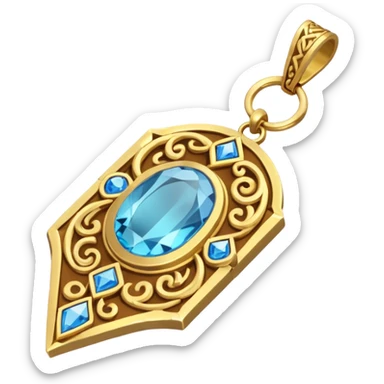 Isometric view of a magic amulet necklace laying on the ground sticker