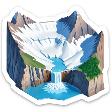 isometric exterior view glacier national park, grinnell glacier sticker