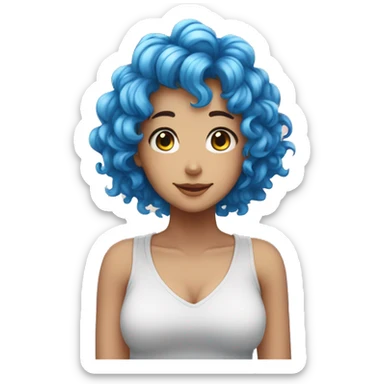 Anime girl with blue curly hair  sticker