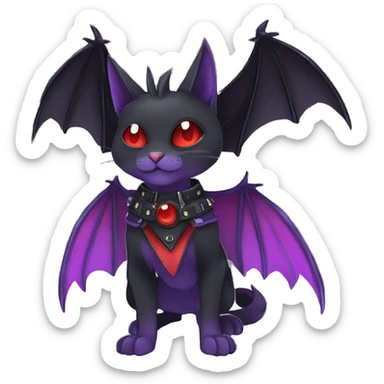 cool edgy black red Purple ethereal fantasy nargacuga-bat-cat-Fakemon collar harness full body sticker